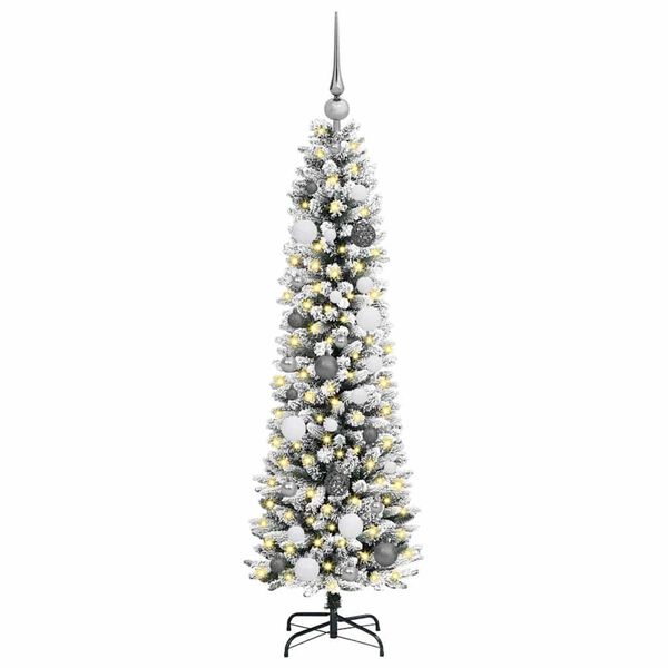 vidaXL Artificial Christmas Tree with 150 LEDs with Stand White 150 cm