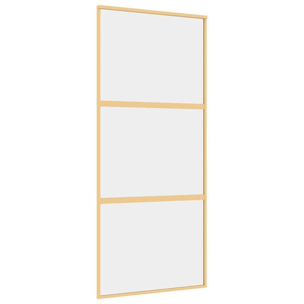 vidaXL Sliding Door Gold 90x205 cm Clear ESG Glass and Aluminium