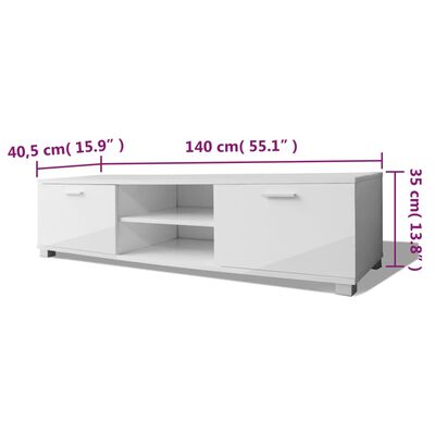 vidaXL TV Cabinet High-Gloss White 140x40.5x35 cm