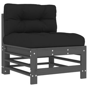vidaXL Middle Sofa with Cushions Grey Solid Wood Pine