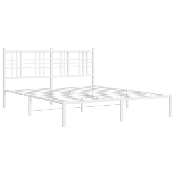 vidaXL Metal Bed Frame without Mattress with Headboard White 160x200cm