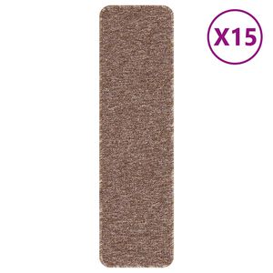 vidaXL Anti-slip Stair Mats 15 pcs 75 x 20 cm Brown PP Rectangular