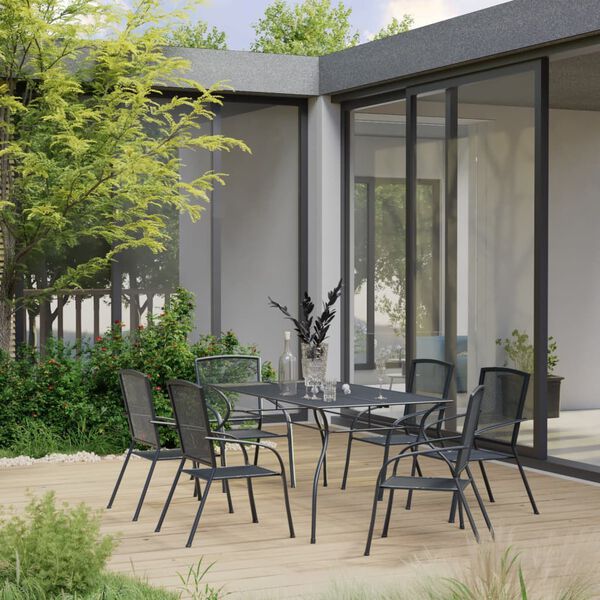 vidaXL 7 Piece Garden Dining Set Steel Anthracite