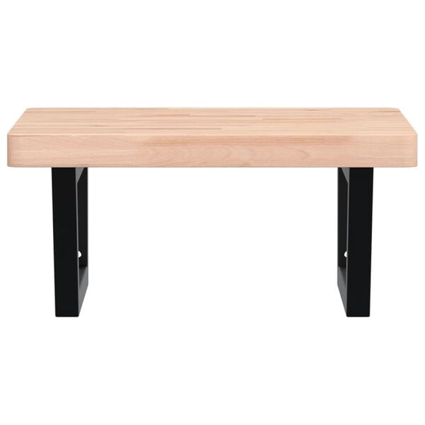 vidaXL Basin Shelf Wall Mounted Steel and Solid Wood Beech