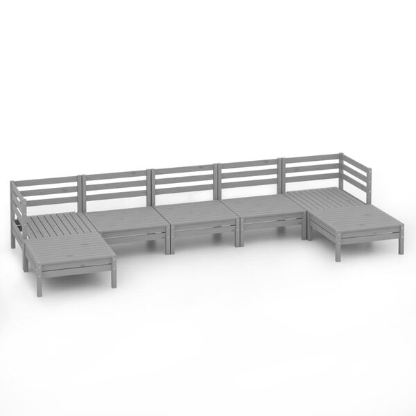 vidaXL 7 Piece Garden Lounge Set Grey Solid Wood Pine