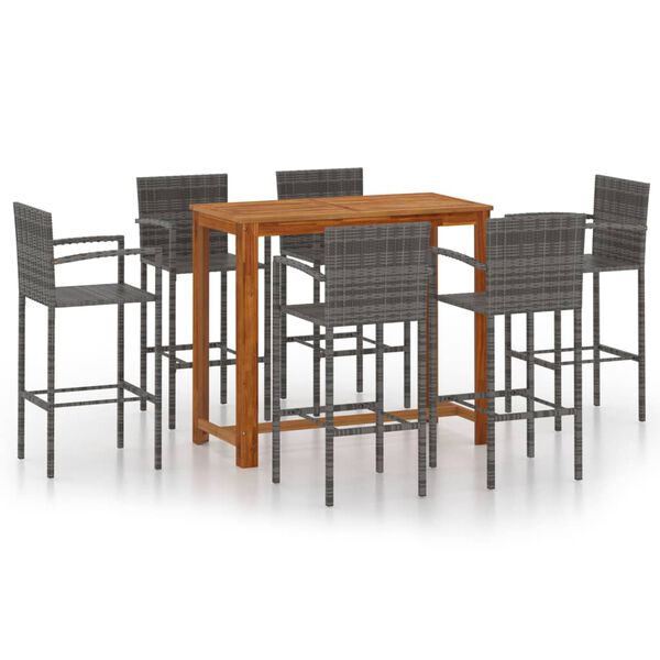vidaXL 7 Piece Garden Bar Set Grey
