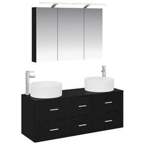 vidaXL Bathroom Furniture Set 4 pcs Black Oak