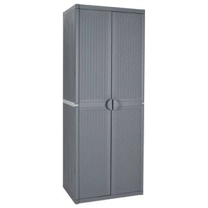 vidaXL Garden Storage Cabinet Grey 65x45x172 cm PP Rattan