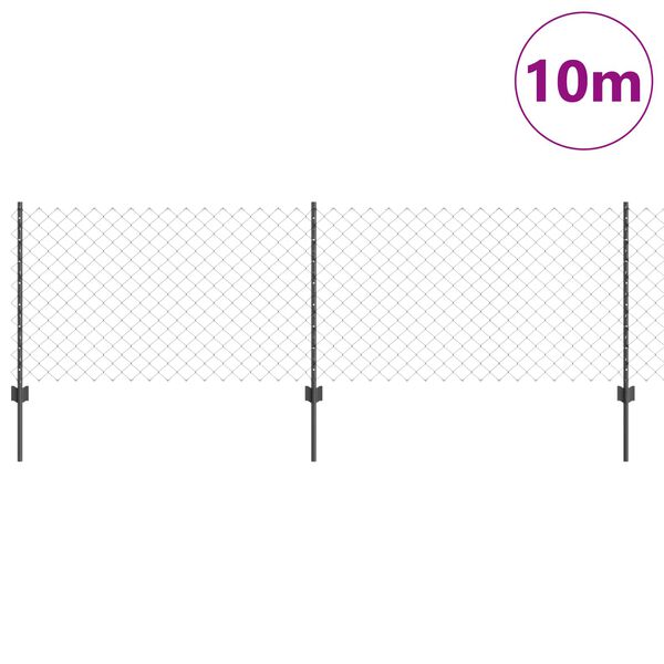 vidaXL Fence with Post Grey 0.8 x 10 m Steel and PVC