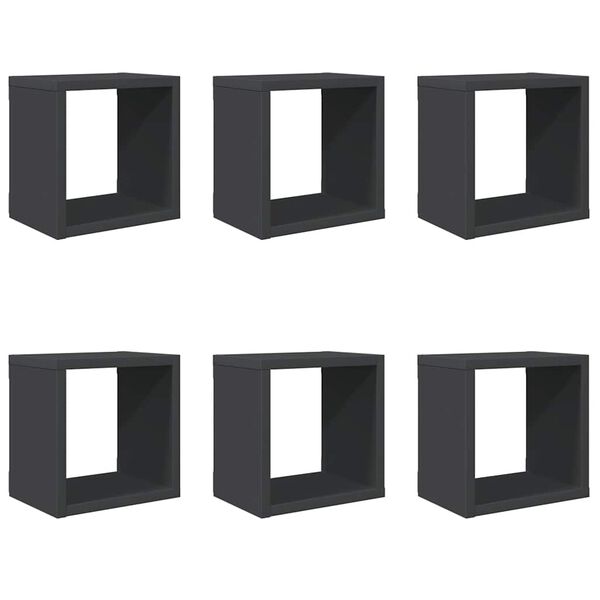 vidaXL Wall Cube Shelves 6 pcs Grey 22x15x22 cm