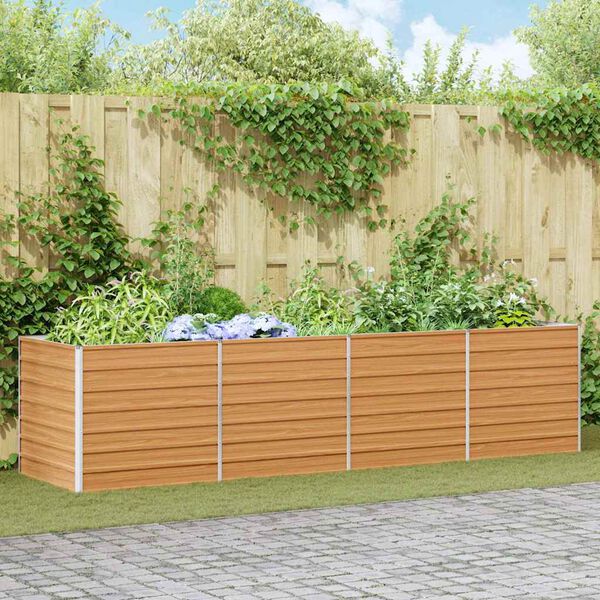 vidaXL Garden Raised Bed Light Brown 320 x 80 x 77 cm Galvanised Steel
