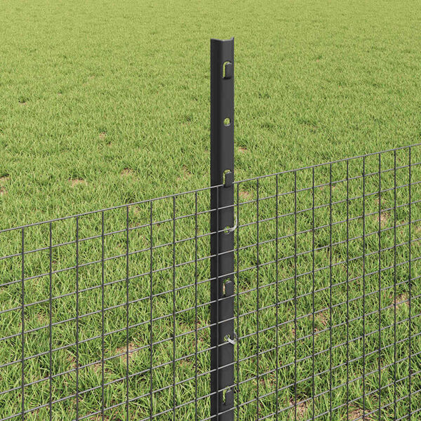 vidaXL Fence with Post Grey 0.5 x 100 m Steel and PVC