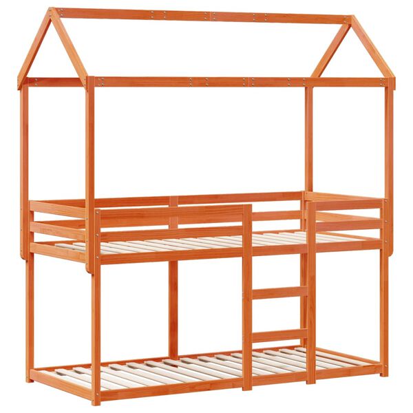 vidaXL Bunk Bed without Mattress Wax Brown 90x190 cm Single Solid Wood Pine