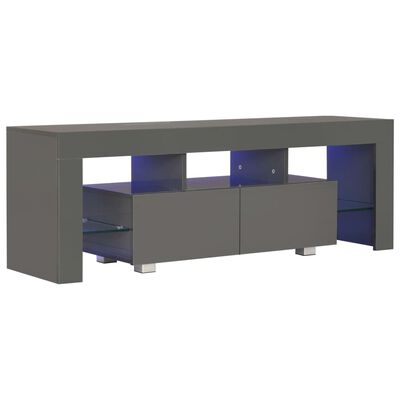 vidaXL TV Cabinet with LED Lights High Gloss Grey 130x35x45 cm