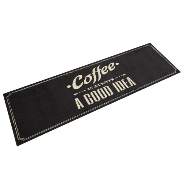 vidaXL Kitchen Rug Washable Coffee Text 45x150 cm Velvet