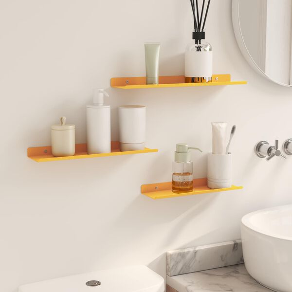 vidaXL Floating Shelf 3 pcs Mustard Yellow 40 x 9 x 2.5 cm Steel