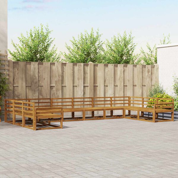 vidaXL Outdoor Sofa Set 10 pcs Natural Solid Acacia Wood