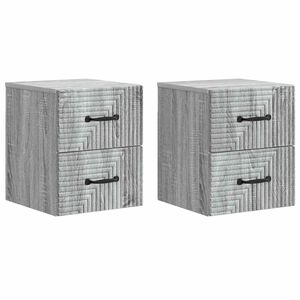 vidaXL Wall-Mounted Bedside Cabinet 2 pcs Grey Sonoma Engineered Wood