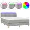 vidaXL Box Spring Bed with Mattress&LED Light Grey 140x190cm Fabric