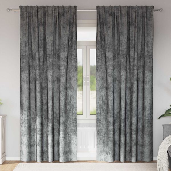 vidaXL Velvet Curtains with Curtains 2 pcs Grey 245 x 140 cm Velvet