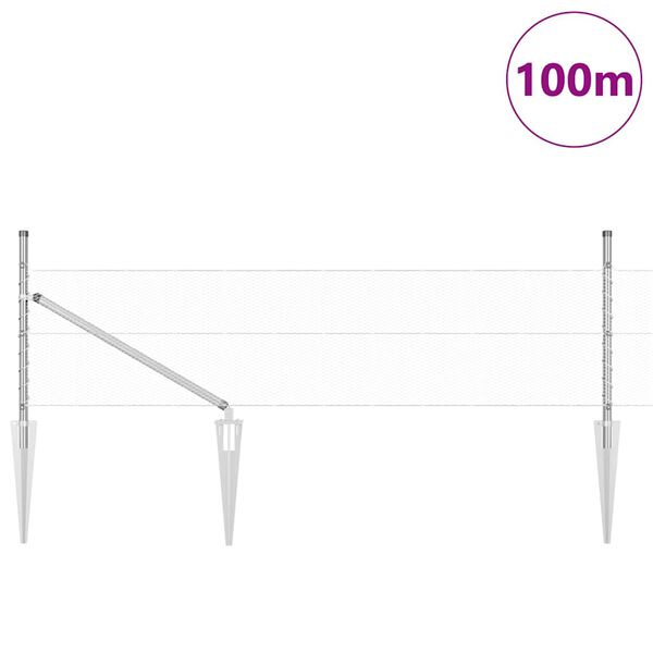 vidaXL Fence Post Silver 100 x 0.8 m (13 mm mesh) Steel