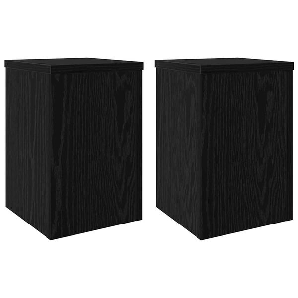 vidaXL Plant Stand 2 pcs Black Oak 20 x 20 x 30 cm Engineered Wood