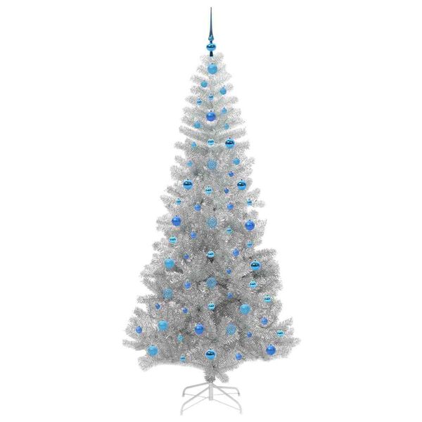 vidaXL Christmas Tree with 300 LEDs with Stand Silver 210 cm PET