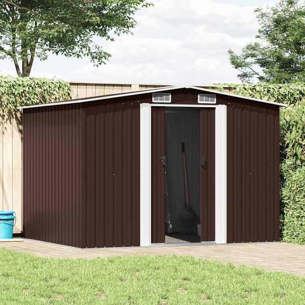 vidaXL Garden Storage Shed Brown 257x205x178 cm Steel