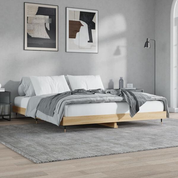 vidaXL Bed Frame without Mattress Sonoma Oak 160x200 cm Engineered Wood