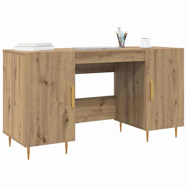 vidaXL Desk with Shelf Artisan oak 140 x 50 x 75 cm Engineered wood