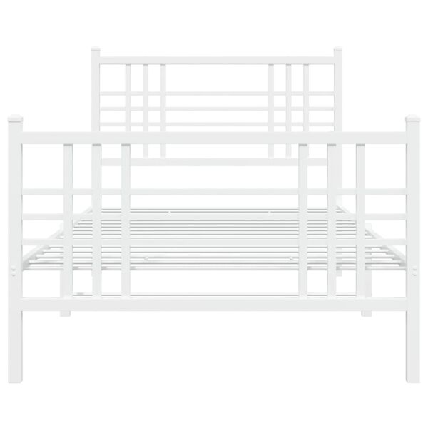 vidaXL Metal Bed Frame without Mattress with Footboard White 90x200cm