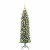 vidaXL Artificial Slim Christmas Tree Green and White 120 cm