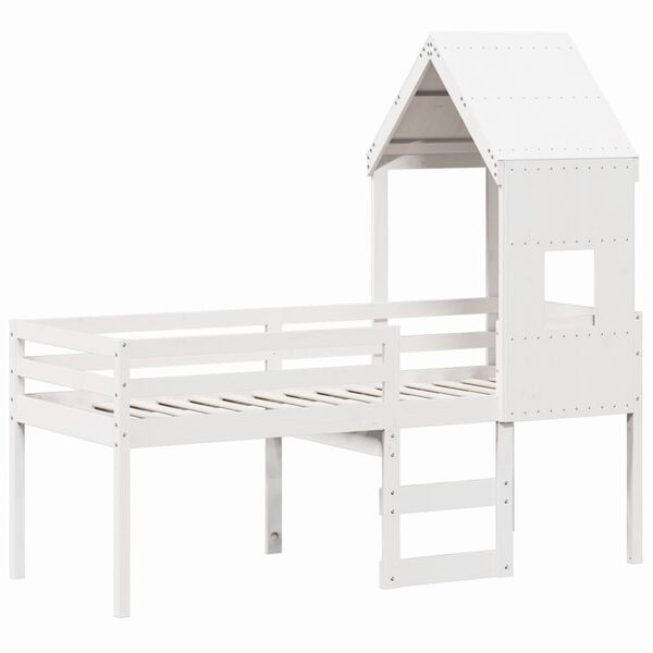 vidaXL High Sleeper Bed without Mattress White 90x200 cm Solid Wood Pine