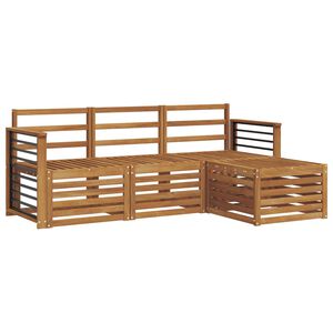 vidaXL Outdoor Sofa Set 4 pcs 4-Seaters Natural Solid Acacia Wood