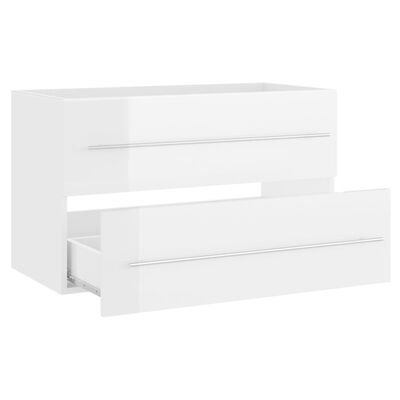 vidaXL Sink Cabinet High Gloss White 80x38.5x48 cm Engineered Wood