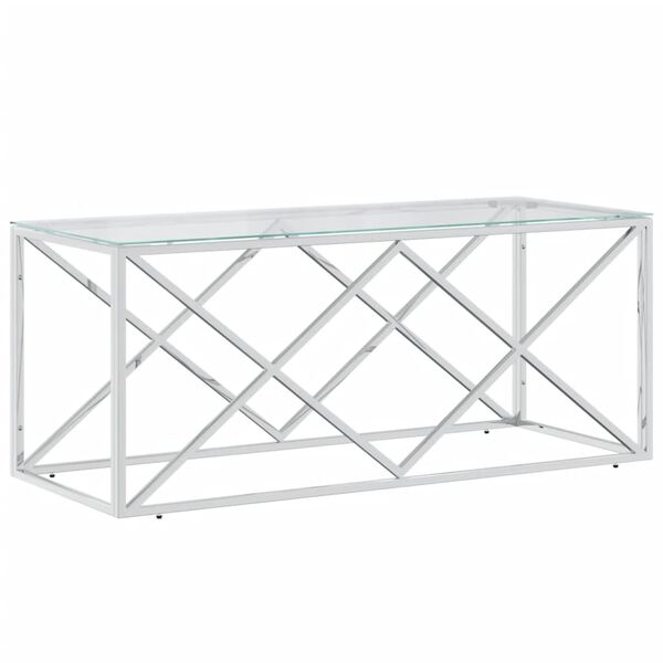 vidaXL Coffee Table 110x45x45 cm Stainless Steel and Glass