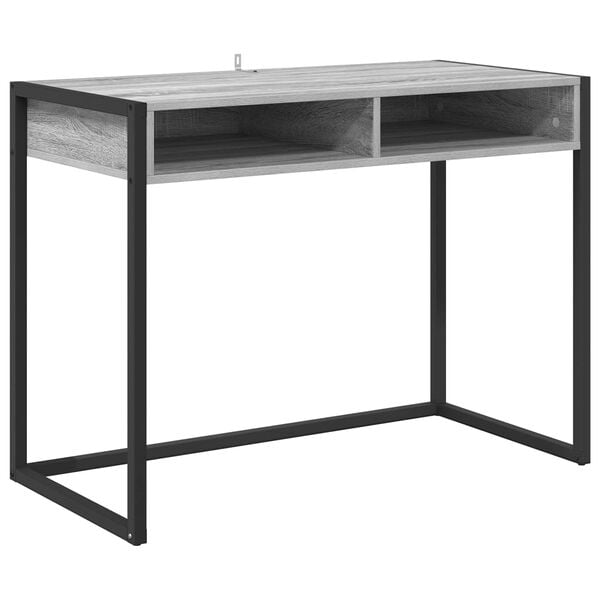 vidaXL Desk with Storage Grey Sonoma 100 x 50 x 75 cm Engineered Wood