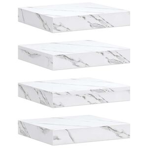 vidaXL Wall Shelf 4 pcs White Marble 23 x 23.5 x 3.8 cm