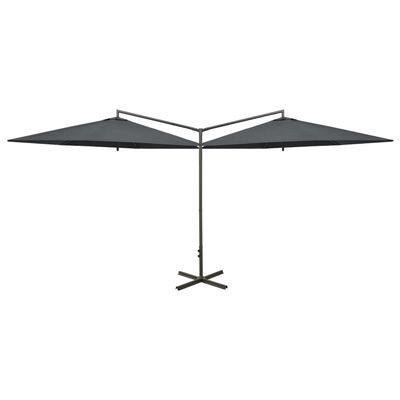 vidaXL Double Parasol with Steel Pole Anthracite 600 cm