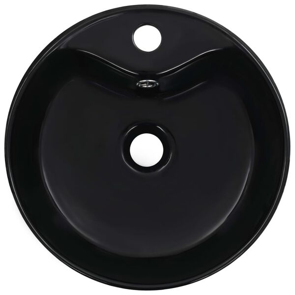 vidaXL Wash Basin with Overflow 36x13 cm Ceramic Black