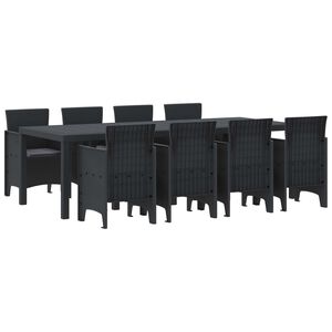 vidaXL Garden Dining Set 9 pcs Anthracite Polt rattan