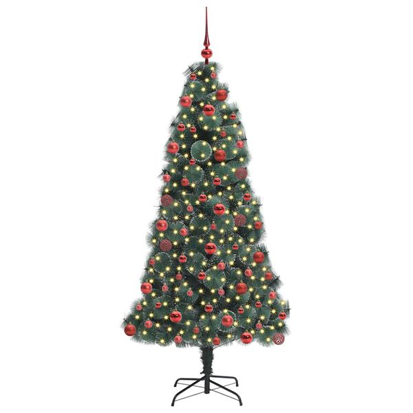 vidaXL Artificial Pre-lit Christmas Tree with Ball Set Green 180 cm