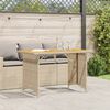 vidaXL Garden Table with Wooden Top Beige 110x68x70 cm Poly Rattan