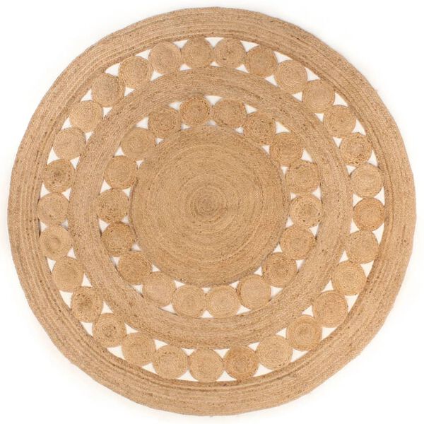 vidaXL Area Rug Braided Design Jute 210 cm Round