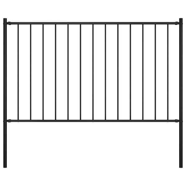 vidaXL Fence Panel Woerden with Posts Steel 1.7x1.25 m Black