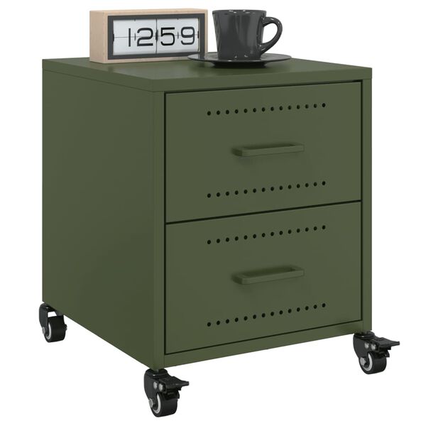 vidaXL Bedside Cabinets 2 pcs Olive Green 36x39x43.5 cm Steel