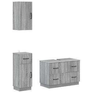 vidaXL 3 Piece Bathroom Cabinet Set HOORN Grey Sonoma Engineered Wood