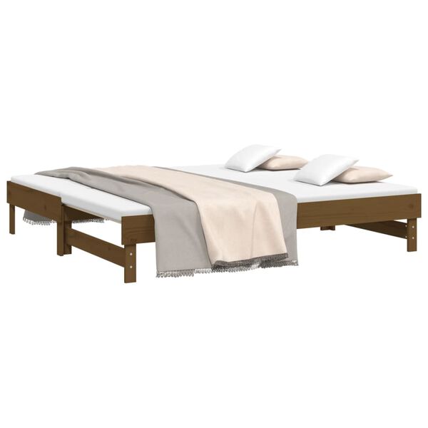 vidaXL Pull-out Day Bed without Mattress Honey Brown 2x(75x190) cm