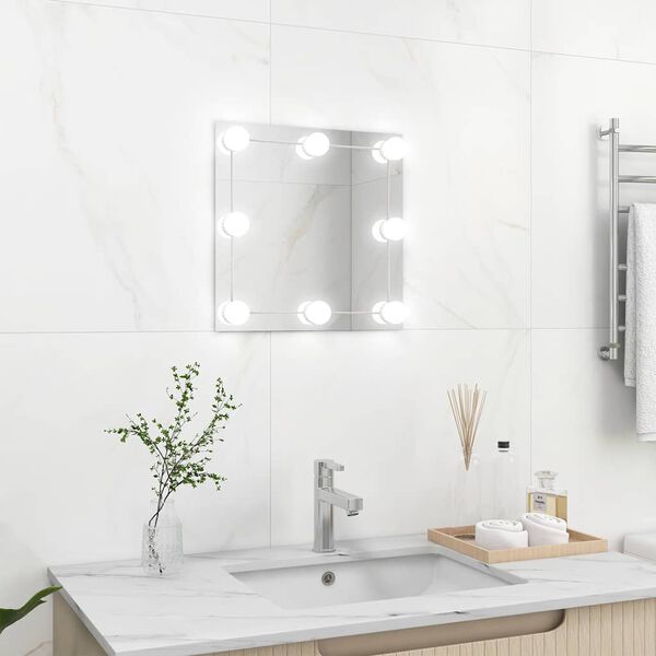 vidaXL Wall Mirror with LED Lights Square Glass