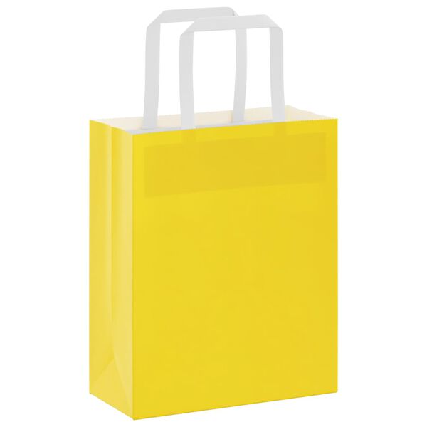 vidaXL Paper Bags 250 pcs with Handles Yellow 18x8x22 cm